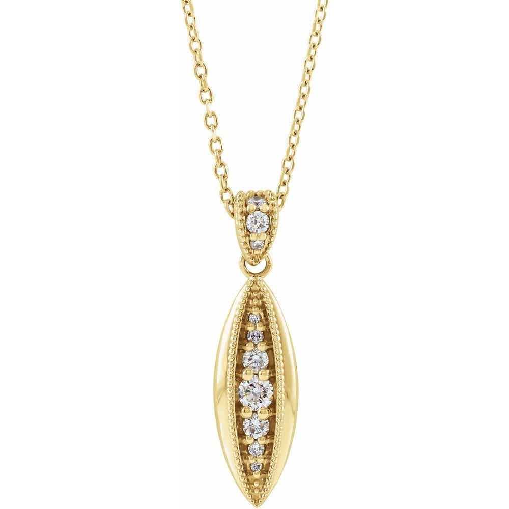 14K Yellow 1/6 CTW Natural Diamond Beaded 16-18" Necklace
