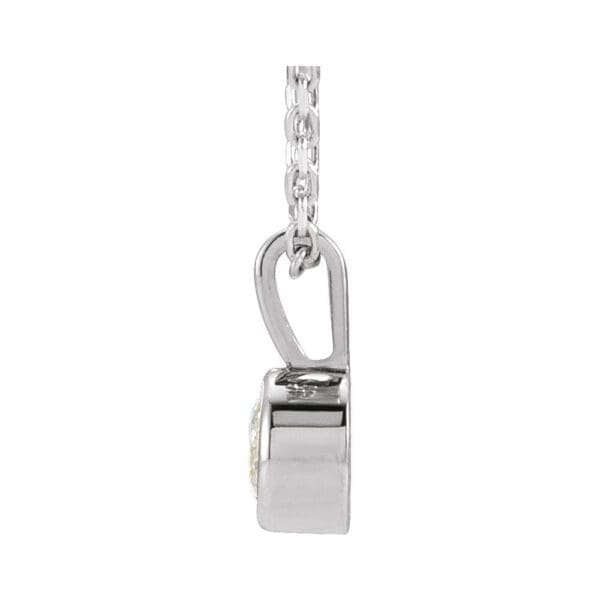 14K White 6 mm Forever One™ Lab-Grown Moissanite & 1/5 CTW Natural Diamond 18" Necklace - Image 2
