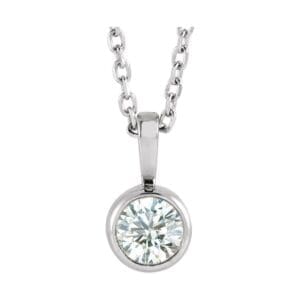 14K White 6 mm Forever One™ Lab-Grown Moissanite & 1/5 CTW Natural Diamond 18" Necklace
