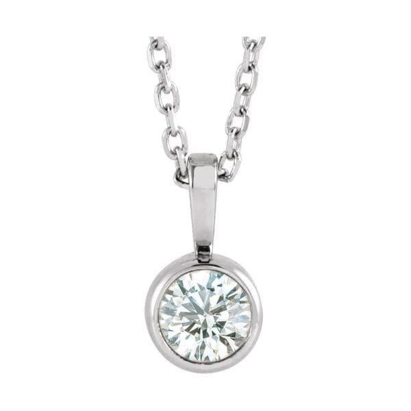 14K White 6 mm Forever One™ Lab-Grown Moissanite & 1/5 CTW Natural Diamond 18" Necklace