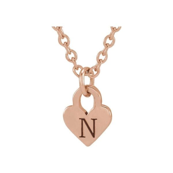 14K Rose Engravable Heart 16-18" Necklace - Image 2