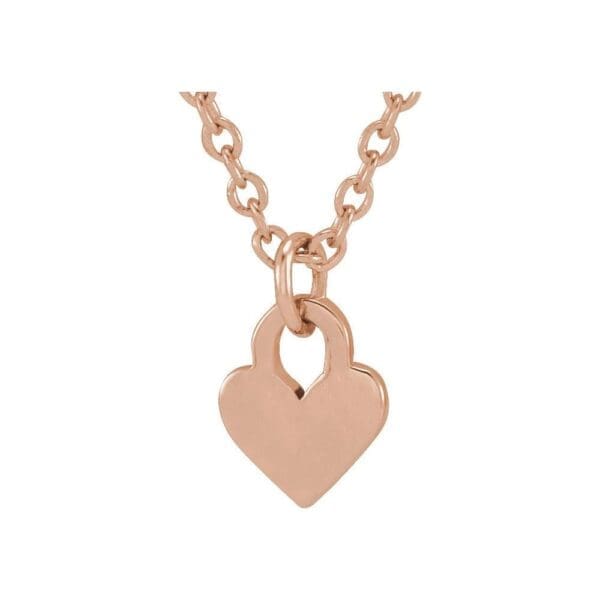 14K Rose Engravable Heart 16-18" Necklace