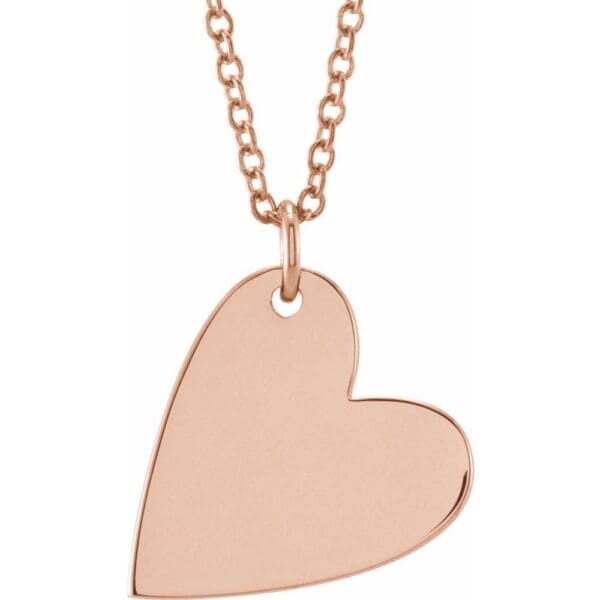 14K Rose Engravable Sideways Heart 16-18" Necklace