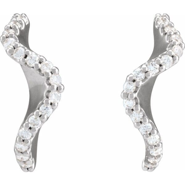 14K White 1/5 CTW Natural Diamond 15.5 mm Hoop Earrings - Image 3