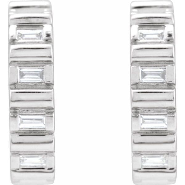 14K White 1/5 CTW Natural Diamond 11.6 mm Hoop Earrings - Image 2