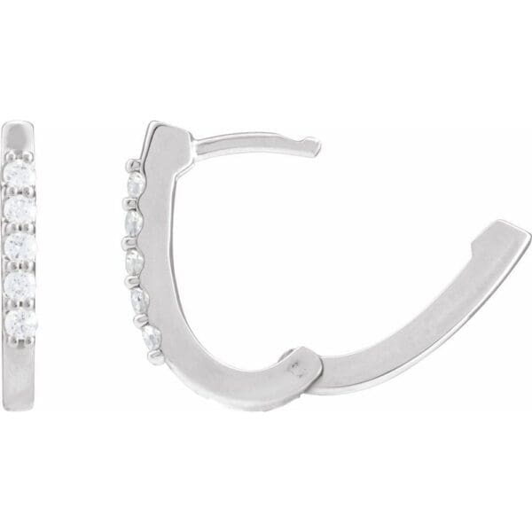 14K White 1/6 CTW Natural Diamond 15.1 mm Hoop Earrings - Image 3