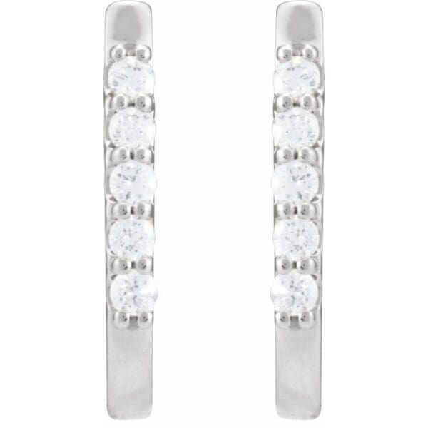 14K White 1/6 CTW Natural Diamond 15.1 mm Hoop Earrings - Image 2