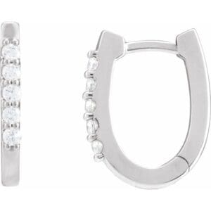 14K White 1/6 CTW Natural Diamond 15.1 mm Hoop Earrings