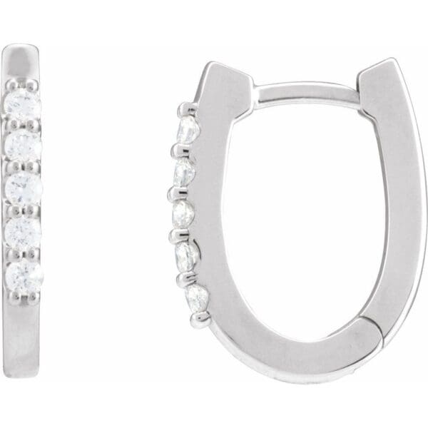 14K White 1/6 CTW Natural Diamond 15.1 mm Hoop Earrings