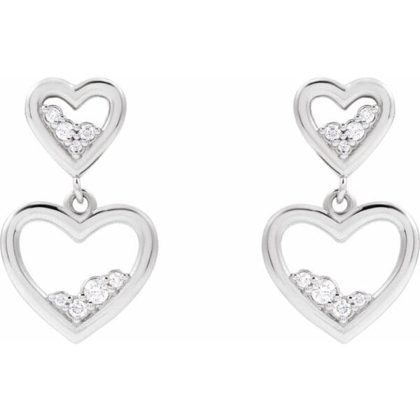 Platinum 1/5 CTW Natural Diamond Interlocking Heart Earrings - Image 2