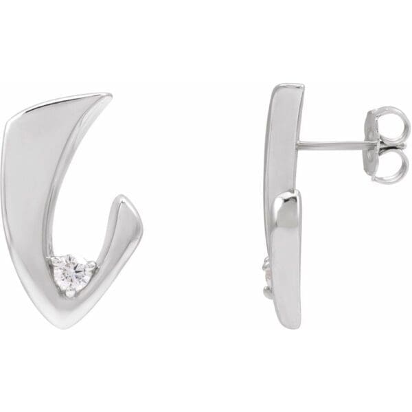 14K White 1/5 CTW Natural Diamond Solitaire J Hoop Earrings