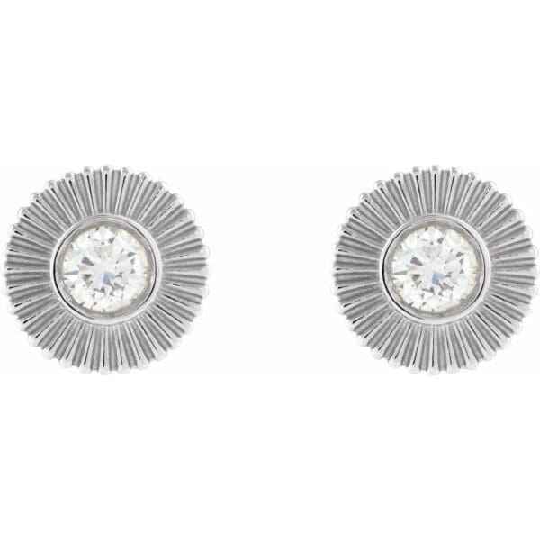 14K White 1/3 CTW Natural Diamond Starburst Stud Earrings - Image 2