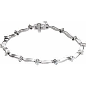 14K White 1 CTW Natural Diamond Line 7" Bracelet