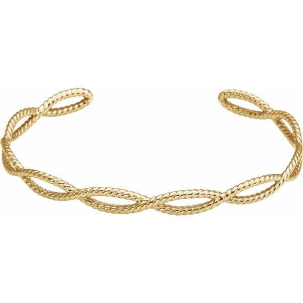 14K Rose Rope Cuff 7" Bracelet - Image 3