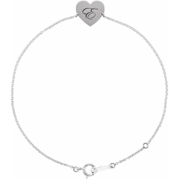 Sterling Silver Engravable Heart 7-8" Bracelet - Image 5