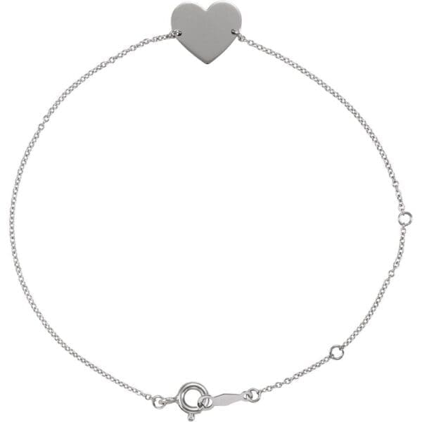 Sterling Silver Engravable Heart 7-8" Bracelet