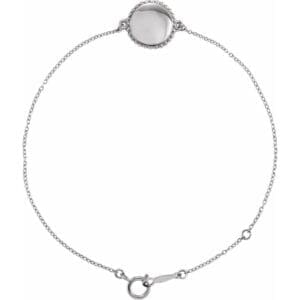 Platinum Engravable Beaded Disc 6 1/2-7 1/2" Bracelet