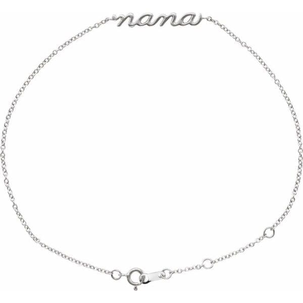 Platinum Lowercase Script Nana Bracelet