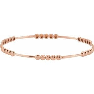 14K Rose 3.6 mm Beaded Bangle 7 3/4" Bracelet