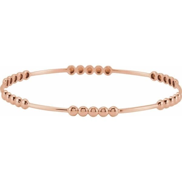 14K Rose 3.6 mm Beaded Bangle 7 3/4" Bracelet