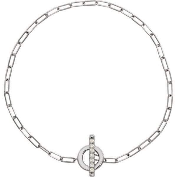 14K White 1/10 CTW Natural Diamond Toggle 7" Bracelet - Image 2