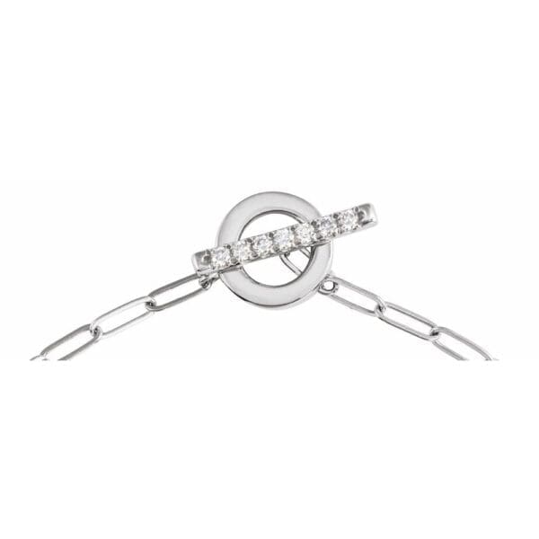 14K White 1/10 CTW Natural Diamond Toggle 7" Bracelet - Image 3