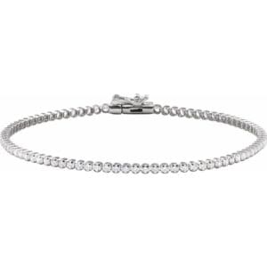 14K White 1 5/8 CTW Natural Diamond Line 7" Bracelet