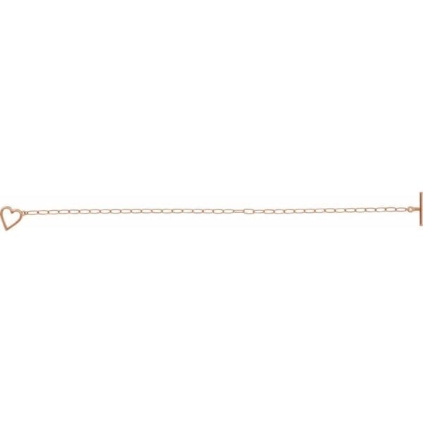 14K Rose Heart & Paperclip-Style Chain 6" Bracelet - Image 2