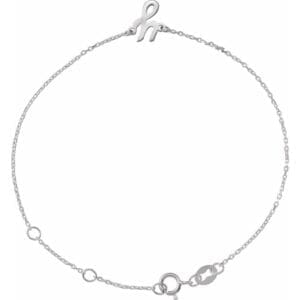 Platinum Initial Y 6 1/2-7 1/2" Bracelet
