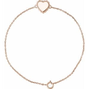 14K Rose Heart 7" Bracelet