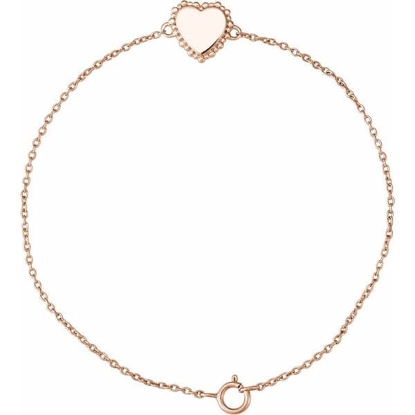 14K Rose Heart 6 1/2-7 1/2" Bracelet