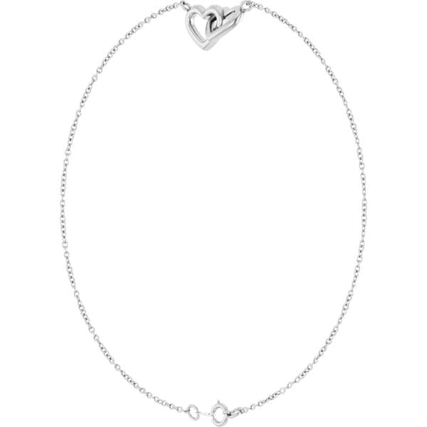 Platinum Interlocking Hearts Link 6 1/2-7 1/2" Bracelet - Image 2