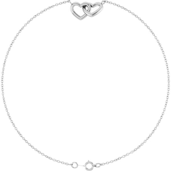 Platinum Interlocking Hearts Link 6 1/2-7 1/2" Bracelet