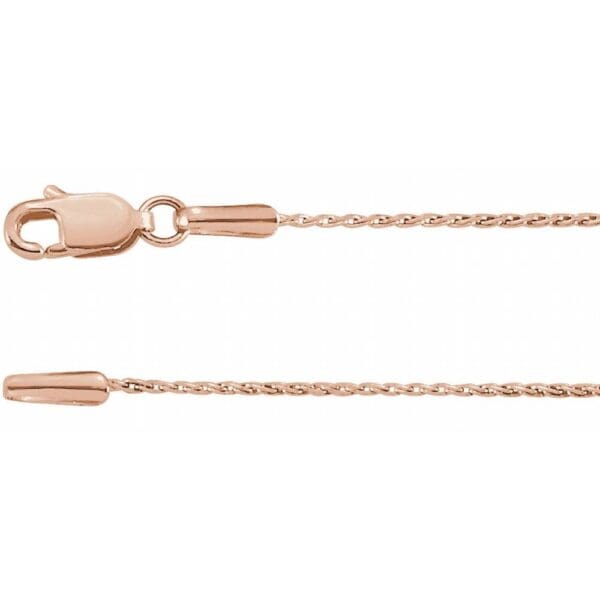 14K Rose 1.5 mm Diamond-Cut Wheat 16" Chain