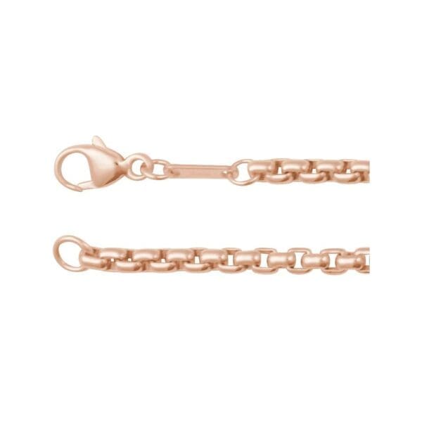 14K Rose 3.2 mm Heart Cable 7" Chain