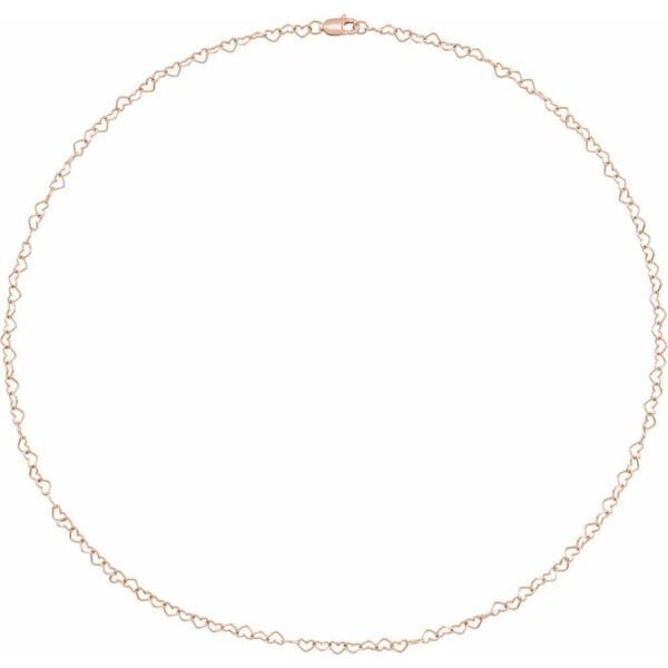 14K Rose 3.2 mm Heart Cable 7" Chain - Image 2