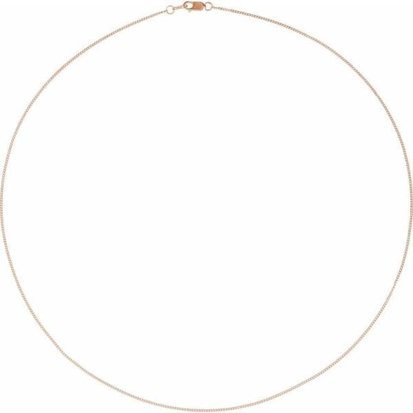 14K Rose 1 mm Diamond-Cut Curb 18" Chain - Image 3