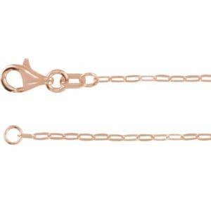 14K Rose 1.25 mm Paperclip-Style 7" Chain