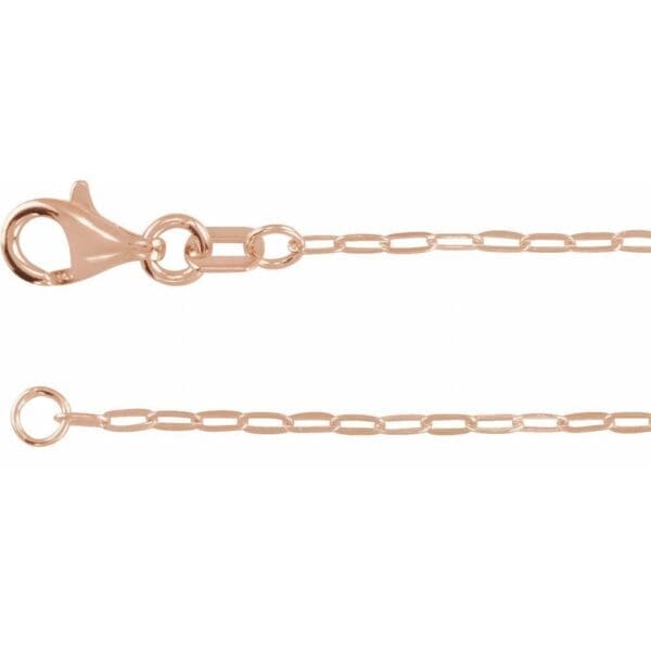 14K Rose 1.25 mm Paperclip-Style 7" Chain