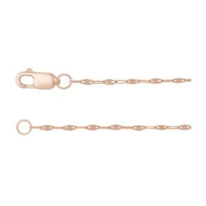 14K Rose 1 mm Rounded Box 7" Chain