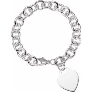 Sterling Silver Heart Charm 7 1/2" Chain