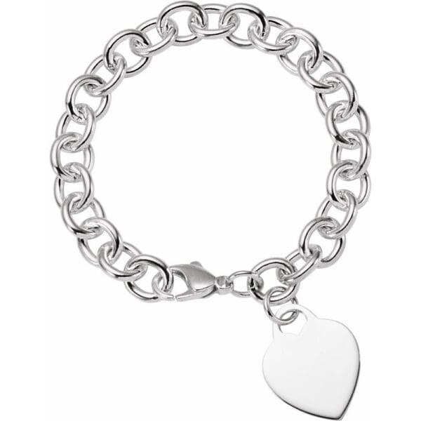 Sterling Silver Heart Charm 7 1/2" Chain
