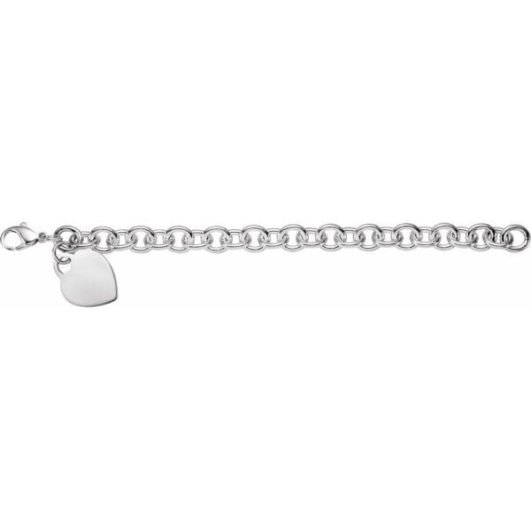 Sterling Silver Heart Charm 7 1/2" Chain - Image 2
