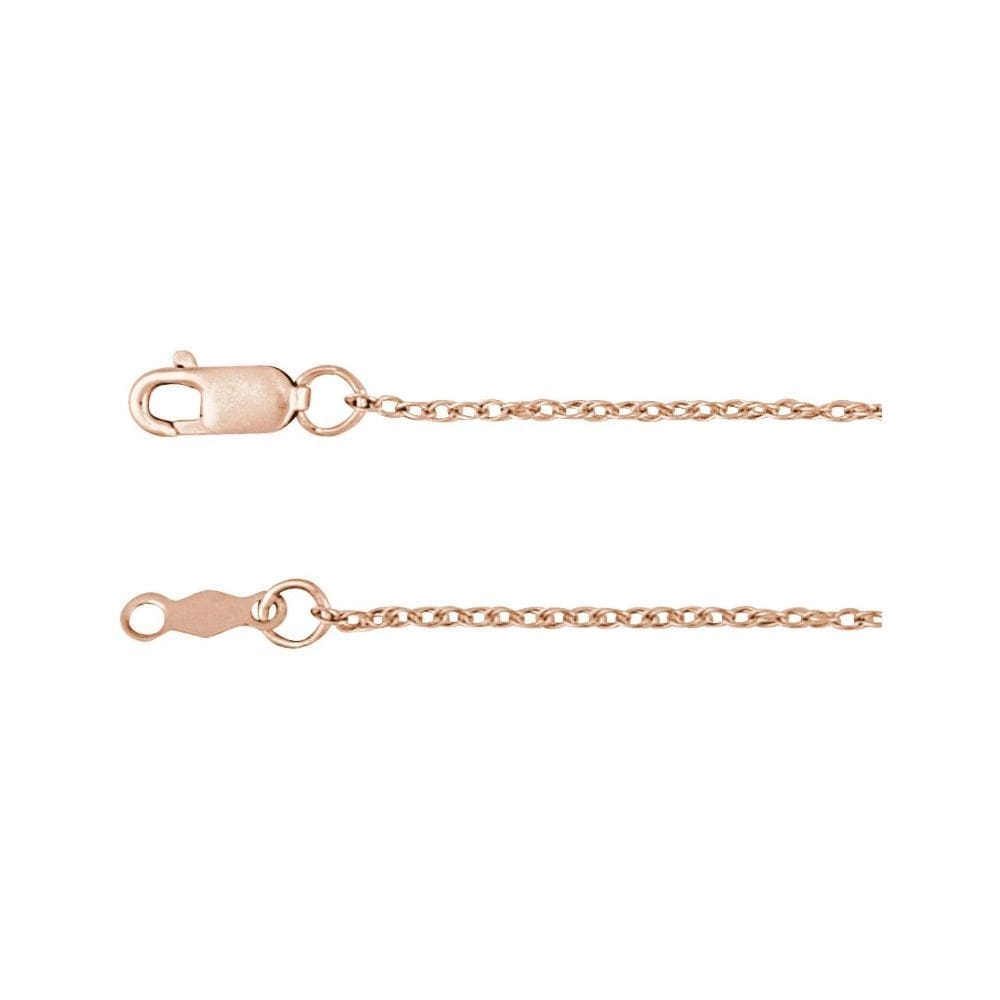 14K Rose 1.25 mm Rope 16" Chain