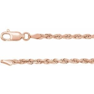 14K Rose 2.5 mm Diamond-Cut Rope 18" Chain
