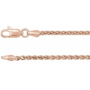 14K Rose 2 mm Diamond-Cut Wheat 16" Chain
