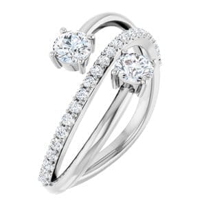 14K White 4 mm Forever One™ Lab-Grown Moissanite & 1/5 CTW Natural Diamond Ring